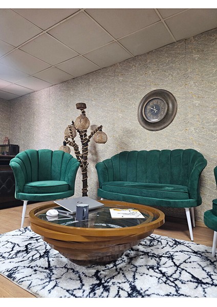 Istiridye Takım Beyaz Boyalı Sivriltme Ayak Çay Seti Koltuk Takımı Yeşil Renk 110 x 48 Boyut/ebat fırsatları