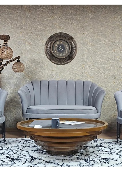 Istiridye Takım Siyah Boyalı Telli Ayak Çay Seti Koltuk Takımı Gri Renk 110 x 48 Boyut/ebat fiyatları