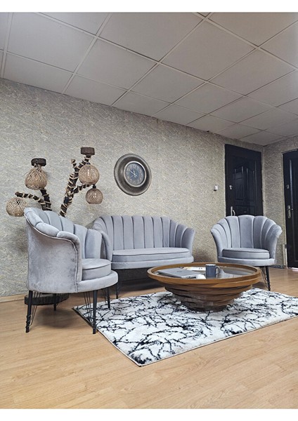 Istiridye Takım Siyah Boyalı Telli Ayak Çay Seti Koltuk Takımı Gri Renk 110 x 48 Boyut/ebat modelleri