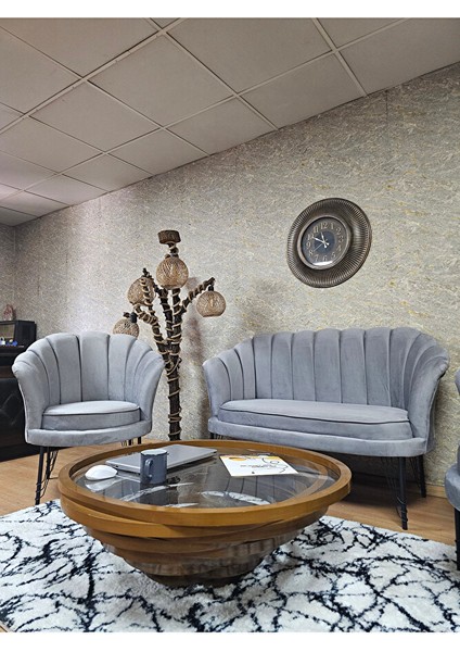 Istiridye Takım Siyah Boyalı Telli Ayak Çay Seti Koltuk Takımı Gri Renk 110 x 48 Boyut/ebat fırsatları