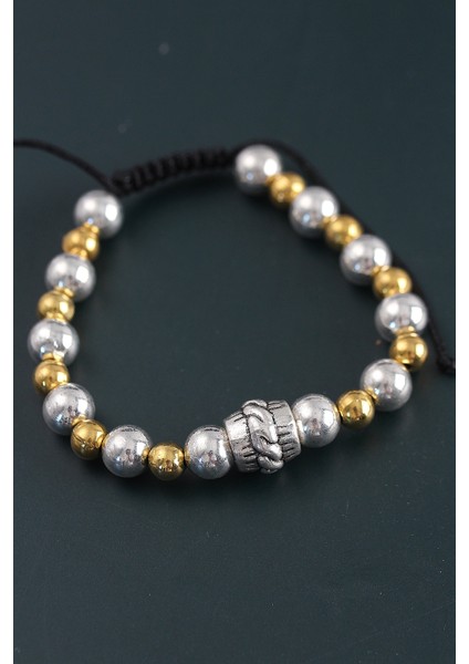 Doğal Taş Sarmal Model Gold ve Gümüş Renk Asansörlü Erkek Bileklik - EBJ250902W37677 fiyatları