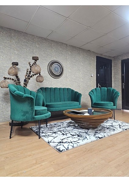 Istiridye Takım Siyah Boyalı Telli Ayak Çay Seti Koltuk Takımı Yeşil Renk 110 x 48 Boyut/ebat modelleri