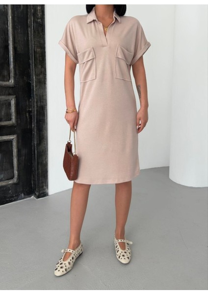 Polo Yaka Geniş Cepli Yazlık Elbise fiyatları