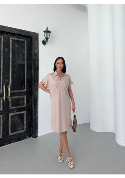 Polo Yaka Geniş Cepli Yazlık Elbise modelleri