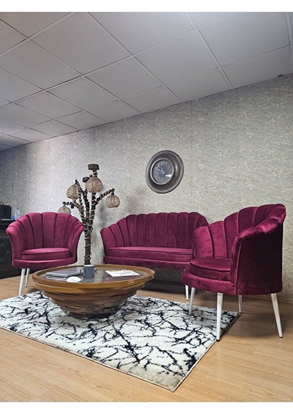 Istiridye Takım Beyaz Boyalı Sivriltme Ayak Çay Seti Koltuk Takımı Bordo Renk 110 x 48 Boyut/ebat fırsatları