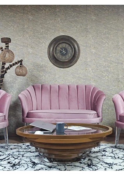 Istiridye Takım Krom Kaplama Telli Ayak Çay Seti Koltuk Takımı Pembe Renk 110 x 48 Boyut/ebat fiyatları