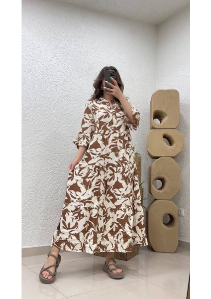 Gömlek Elbise Çok Renkli Fakır Kol Hakım Yaka