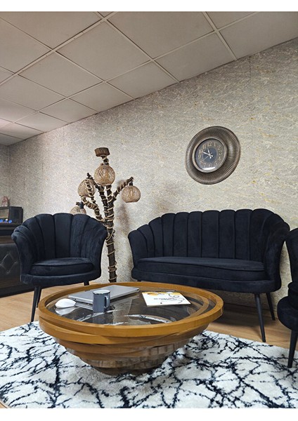 Istiridye Takım Siyah Boyalı Sivriltme Ayak Çay Seti Koltuk Takımı Siyah Renk 110 x 48 Boyut/ebat fırsatları