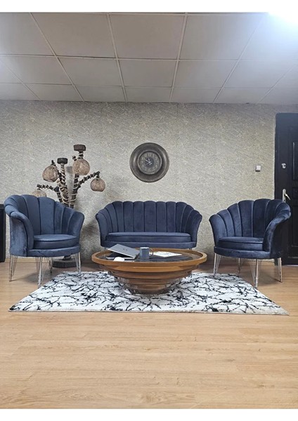 Istiridye Takım Krom Kaplama Telli Ayak Çay Seti Koltuk Takımı Füme Renk 110 x 48 Boyut/ebat