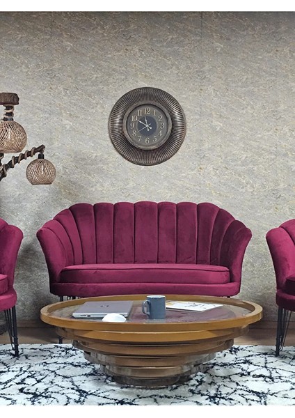 Istiridye Takım Siyah Boyalı Telli Ayak Çay Seti Koltuk Takımı Bordo Renk 110 x 48 Boyut/ebat fiyatları