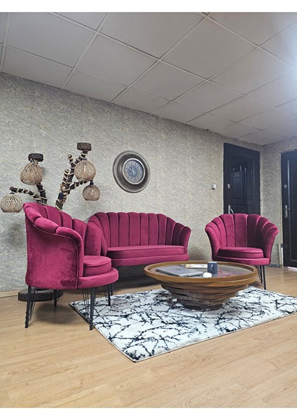 Istiridye Takım Siyah Boyalı Telli Ayak Çay Seti Koltuk Takımı Bordo Renk 110 x 48 Boyut/ebat modelleri