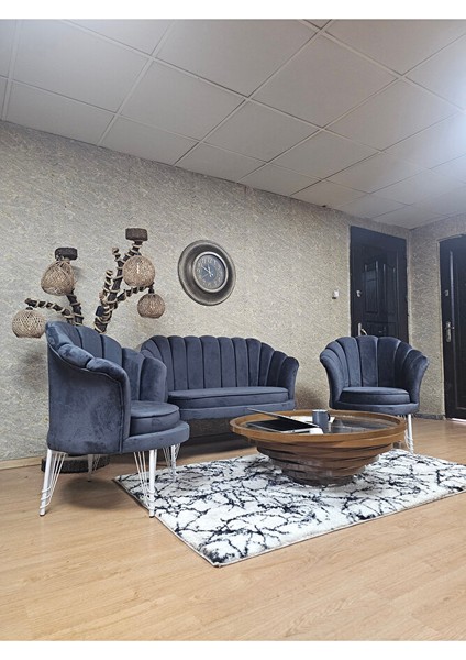 Istiridye Takım Beyaz Boyalı Telli Ayak Çay Seti Koltuk Takımı Füme Renk 110 x 48 Boyut/ebat modelleri