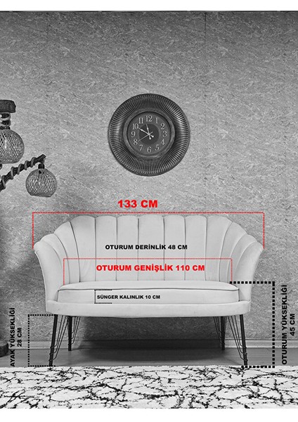 Istiridye Takım Siyah Boyalı Telli Ayak Çay Seti Koltuk Takımı Kahverengi Renk 110 x 48 Boyut/ebat indirimleri
