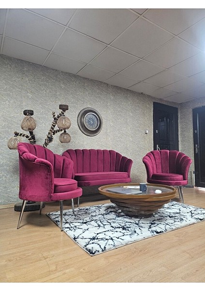 Istiridye Takım Krom Kaplama Sivriltme Ayak Çay Seti Koltuk Takımı Bordo Renk 110 x 48 Boyut/ebat modelleri