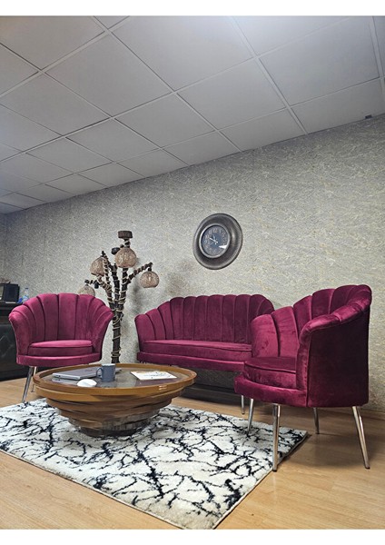 Istiridye Takım Krom Kaplama Sivriltme Ayak Çay Seti Koltuk Takımı Bordo Renk 110 x 48 Boyut/ebat fırsatları