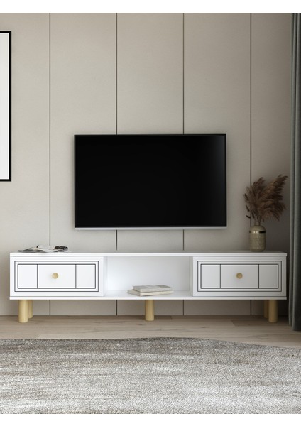 Dariodd Bohem Tv Sehpası Beyaz-Beyaz