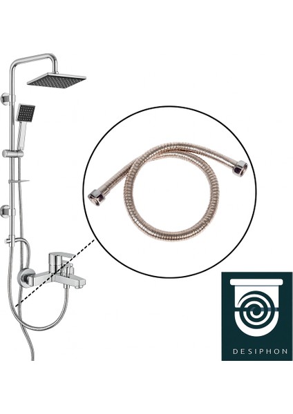 1/2 - 1/2 Kısa Robot Tepe Spiral Duş Hortumu 60 cm | Dayanıklı Paslanmaz Çelik Esnek Bağlantı