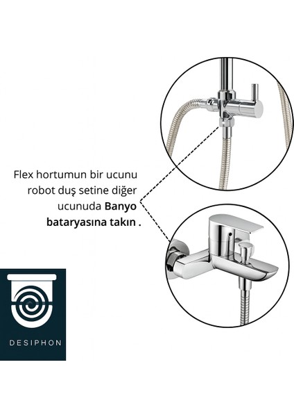 1/2 - 1/2 Kısa Robot Tepe Spiral Duş Hortumu 60 cm | Dayanıklı Paslanmaz Çelik Esnek Bağlantı modelleri