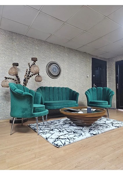 Istiridye Takım Krom Kaplama Sivriltme Ayak Çay Seti Koltuk Takımı Yeşil Renk 110 x 48 Boyut/ebat modelleri