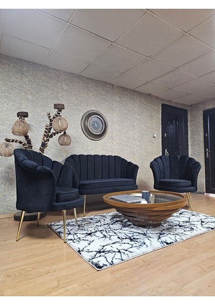 Istiridye Takım Gold Kaplama Sivriltme Ayak Çay Seti Koltuk Takımı Siyah Renk 110 x 48 Boyut/ebat modelleri