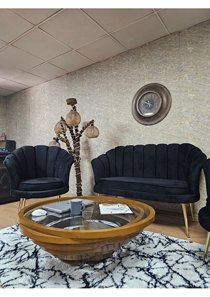 Istiridye Takım Gold Kaplama Sivriltme Ayak Çay Seti Koltuk Takımı Siyah Renk 110 x 48 Boyut/ebat fırsatları