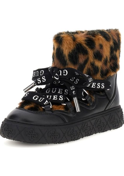 Kadın Unessa Leopar Desenli Kürk Detaylı Bot - Mix