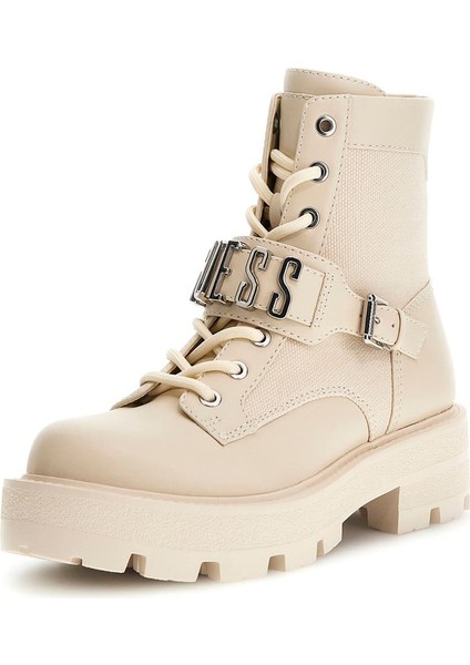 Kadın Yanzy2 Metal Aksesuarlı Kalın Tabanlı Bot - Krem