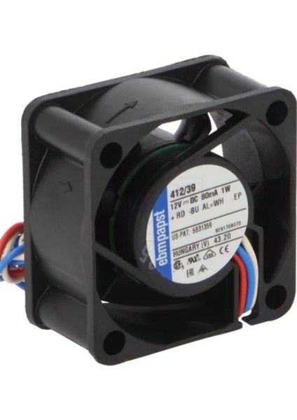 Ebm-Papst 40X40X20MM 12V 0,13A 3 Kablo Fan 412/39H