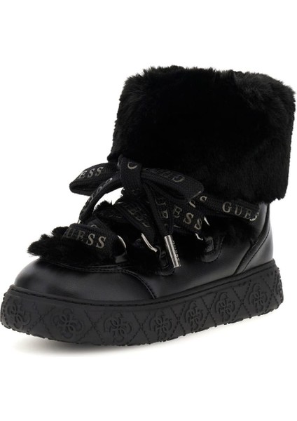 Kadın Unessa Kürk Detaylı Platform Bot - Siyah