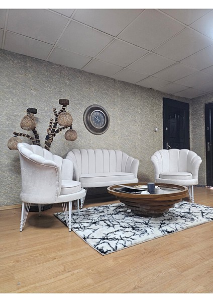 Istiridye Takım Beyaz Boyalı Telli Ayak Çay Seti Koltuk Takımı Krem Renk 110 x 48 Boyut/ebat modelleri