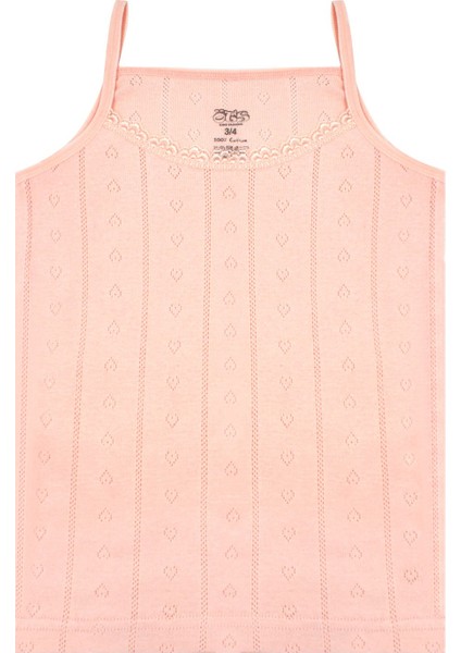 Kız Çocuk Atlet Ribana Ince Askılı Jakarlı Desen (%100 Pamuk)