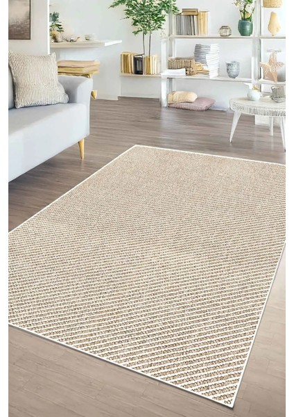 Dijital Kaymaz Yıkanabilir Vizon Krem Salon Halısı Mutfak Halısı Halı Yolluk DC-7354