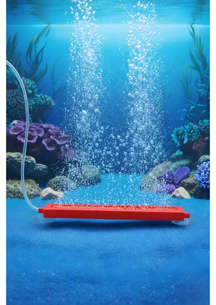 Akvaryum Hava Taşı 15 cm ( Kırmızı ) Mini Akvaryum ve Büyük Akvaryum Uygun