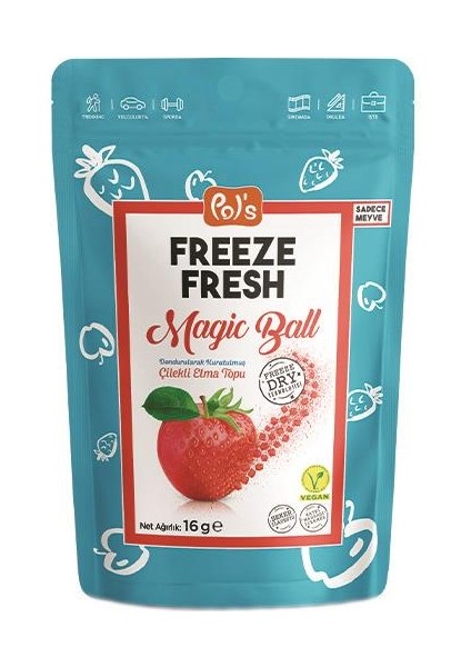 Dondurularak Kurutulmuş Magic Ball Çilekli Elma Topu 16 gr fiyatları