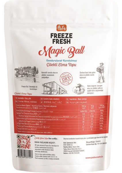 Dondurularak Kurutulmuş Magic Ball Çilekli Elma Topu 16 gr modelleri