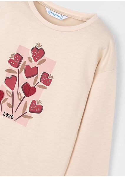 Bej Kız Çocuk Uzun Kollu Tişört 4005 fırsatları