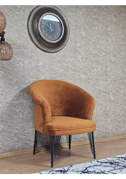 Tekli Teddy Siyah Boyalı Telli Ayak Çay Seti Koltuk Tekli Berjer , Balkon, Salon, Ofis Kiremit Renk 40,5 Boyut/ebat modelleri