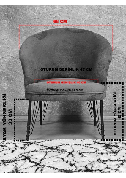 Tekli Teddy Siyah Boyalı Telli Ayak Çay Seti Koltuk Tekli Berjer , Balkon, Salon, Ofis Kiremit Renk 40,5 Boyut/ebat indirimleri