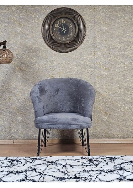 Tekli Teddy Siyah Boyalı Telli Ayak Çay Seti Koltuk Tekli Berjer , Balkon, Salon, Ofis Gri Renk 40,5 Boyut/ebat fiyatları
