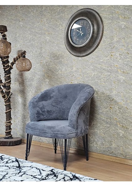 Tekli Teddy Siyah Boyalı Telli Ayak Çay Seti Koltuk Tekli Berjer , Balkon, Salon, Ofis Gri Renk 40,5 Boyut/ebat modelleri