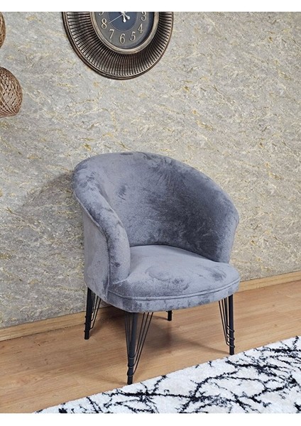 Tekli Teddy Siyah Boyalı Telli Ayak Çay Seti Koltuk Tekli Berjer , Balkon, Salon, Ofis Gri Renk 40,5 Boyut/ebat fırsatları