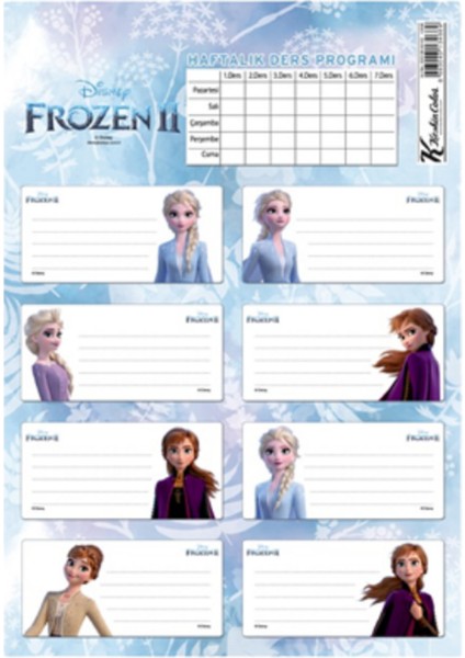 Okul Etiketi Ders Programlı Frozen Iı 3 Lü 220130-92
