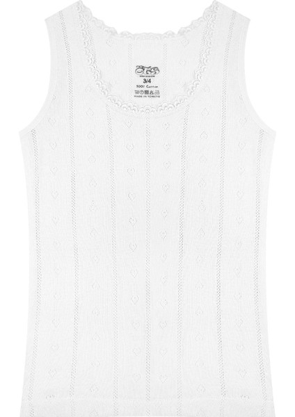 Kız Çocuk Atlet Ribana Kalın Askılı Jakarlı Desen (%100 Pamuk)