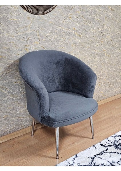Tekli Teddy Krom Kaplama Sivriltme Ayak Çay Seti Koltuk Tekli Berjer , Balkon, Salon, Ofis Füme Renk 40,5 Boyut/ebat