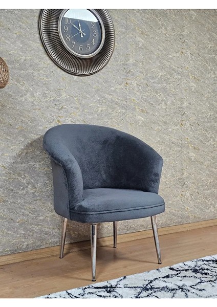 Tekli Teddy Krom Kaplama Sivriltme Ayak Çay Seti Koltuk Tekli Berjer , Balkon, Salon, Ofis Füme Renk 40,5 Boyut/ebat modelleri