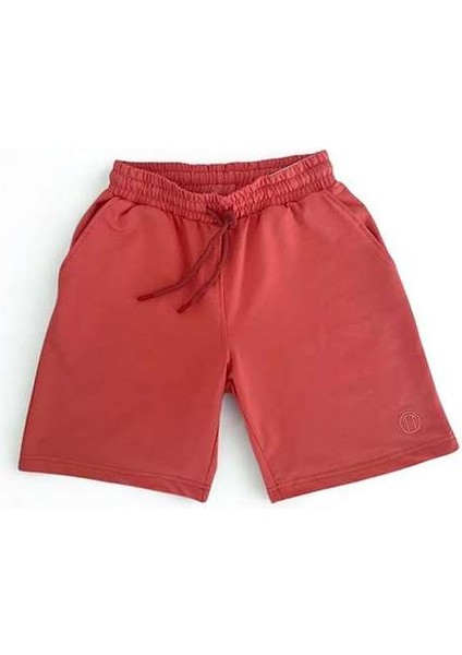 Unisex Beli Bağlamalı Pamuklu Cepli Pembe Şort