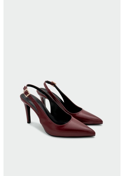 Teepy Bordo Kemer Detay Sivri Burun Kadın Topuklu Ayakkabı fiyatları