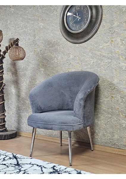 Tekli Teddy Krom Kaplama Sivriltme Ayak Çay Seti Koltuk Tekli Berjer , Balkon, Salon, Ofis Gri Renk 40,5 Boyut/ebat modelleri