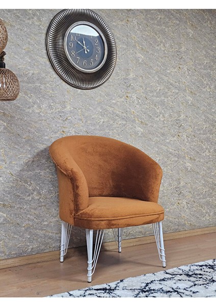 Tekli Teddy Beyaz Boyalı Telli Ayak Çay Seti Koltuk Tekli Berjer , Balkon, Salon, Ofis Kiremit Renk 40,5 Boyut/ebat modelleri