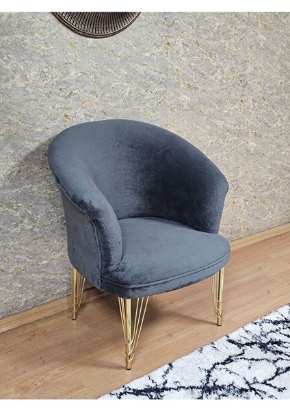 Tekli Teddy Gold Kaplama Telli Ayak Çay Seti Koltuk Tekli Berjer , Balkon, Salon, Ofis Fume Renk 40,5 Boyut/ebat